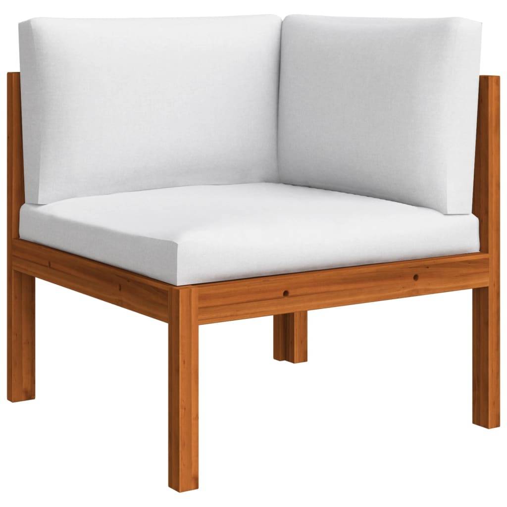 Helloshop26 - Salon de jardin meuble d'extérieur ensemble de mobilier 6 pièces avec coussins crème bois d'acacia solide - Image 7