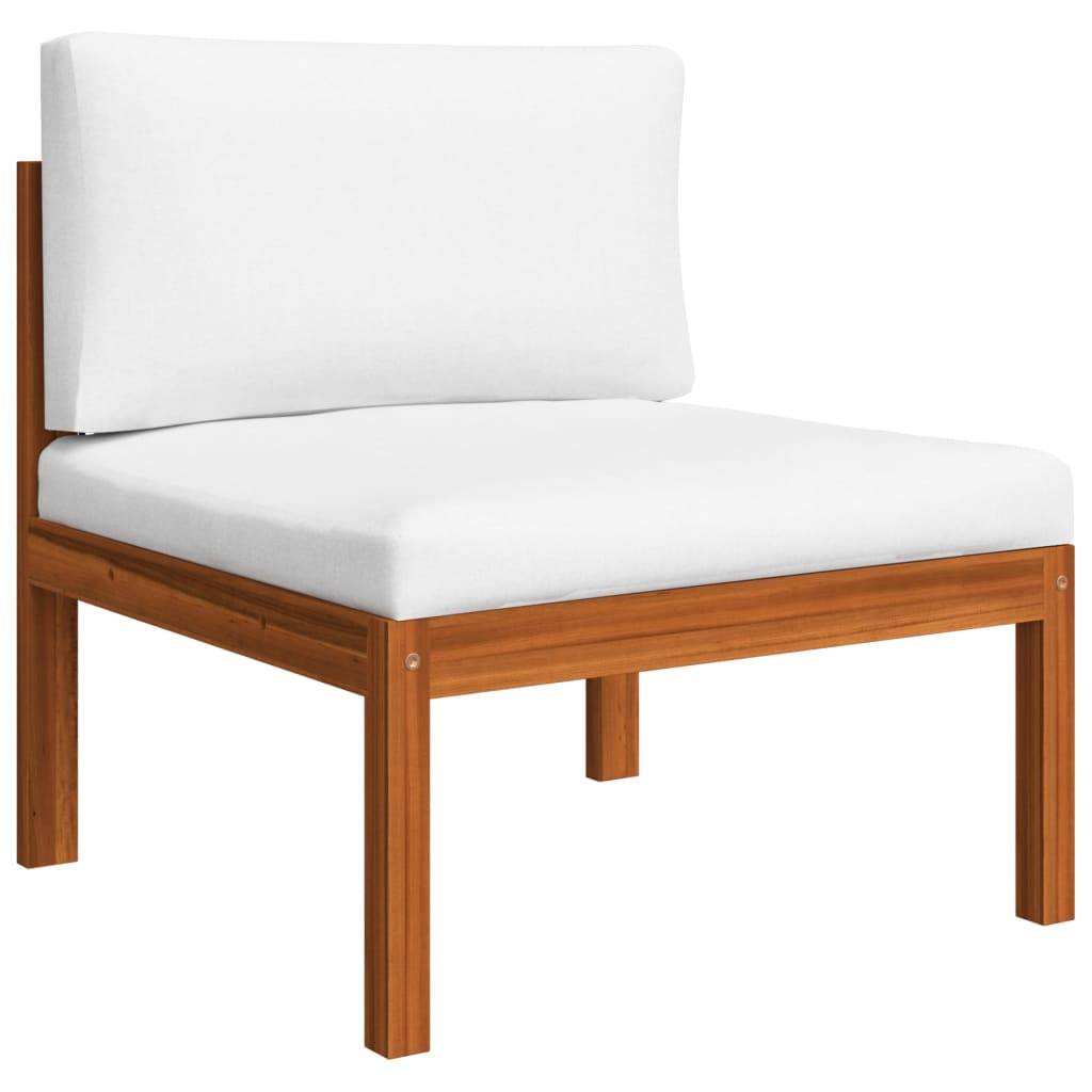 Helloshop26 - Salon de jardin meuble d'extérieur ensemble de mobilier 6 pièces avec coussins crème bois d'acacia solide - Image 4