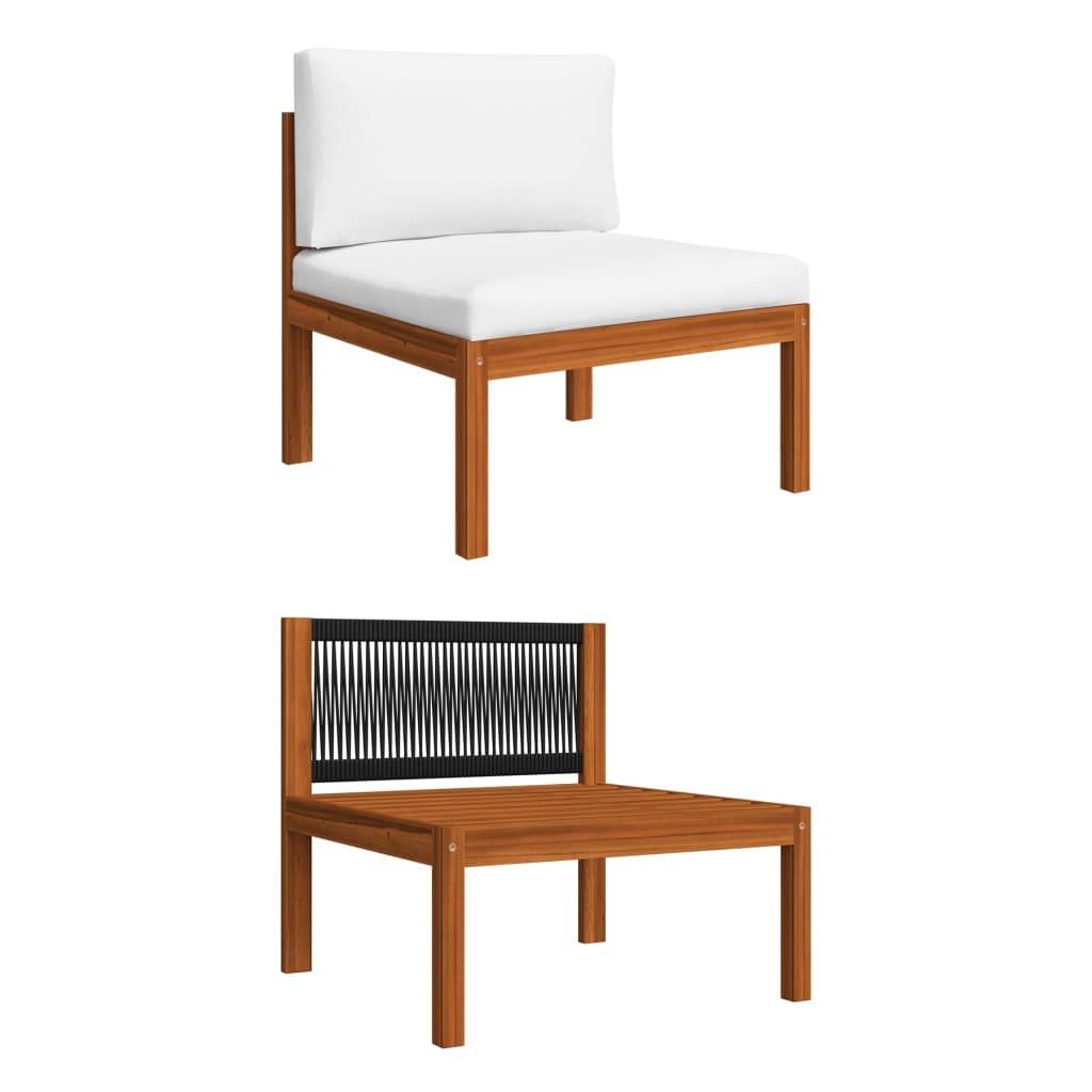 Helloshop26 - Salon de jardin meuble d'extérieur ensemble de mobilier 6 pièces avec coussins crème bois d'acacia solide - Image 3