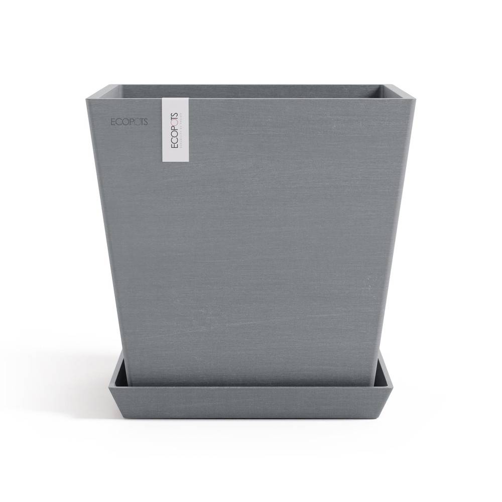 Ecopots - Pot Carré Rotterdam 25 Bleu Gris + réservoir d'eau - 25,2 x 25,2 x H. 24,5 cm - 10,7 L ECOPOTS - Image 3