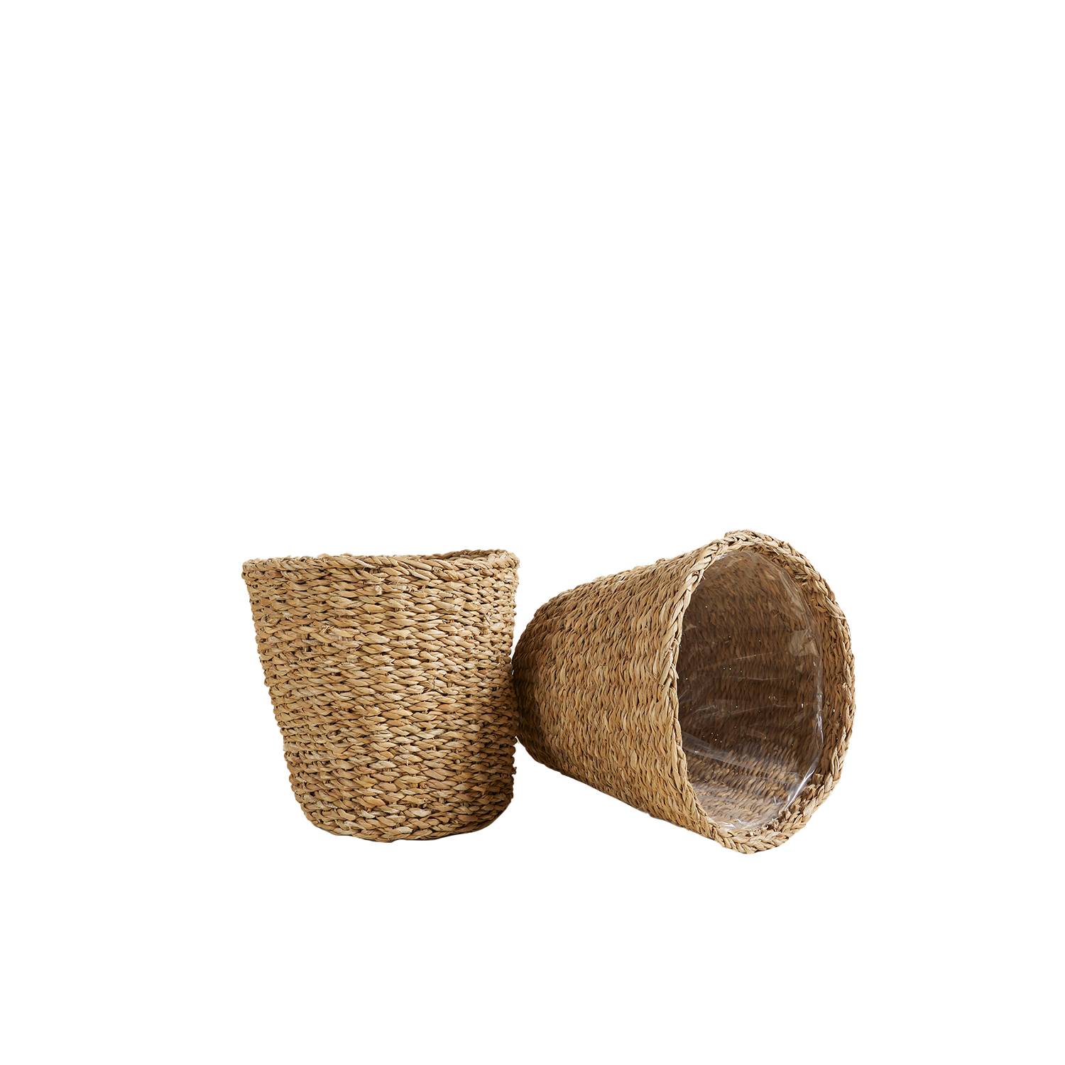 P. à Plantes Tressé Coco - Lot de 2 Pots - Beige - Jonc de Mer - Panier pour Plantes - Image 3