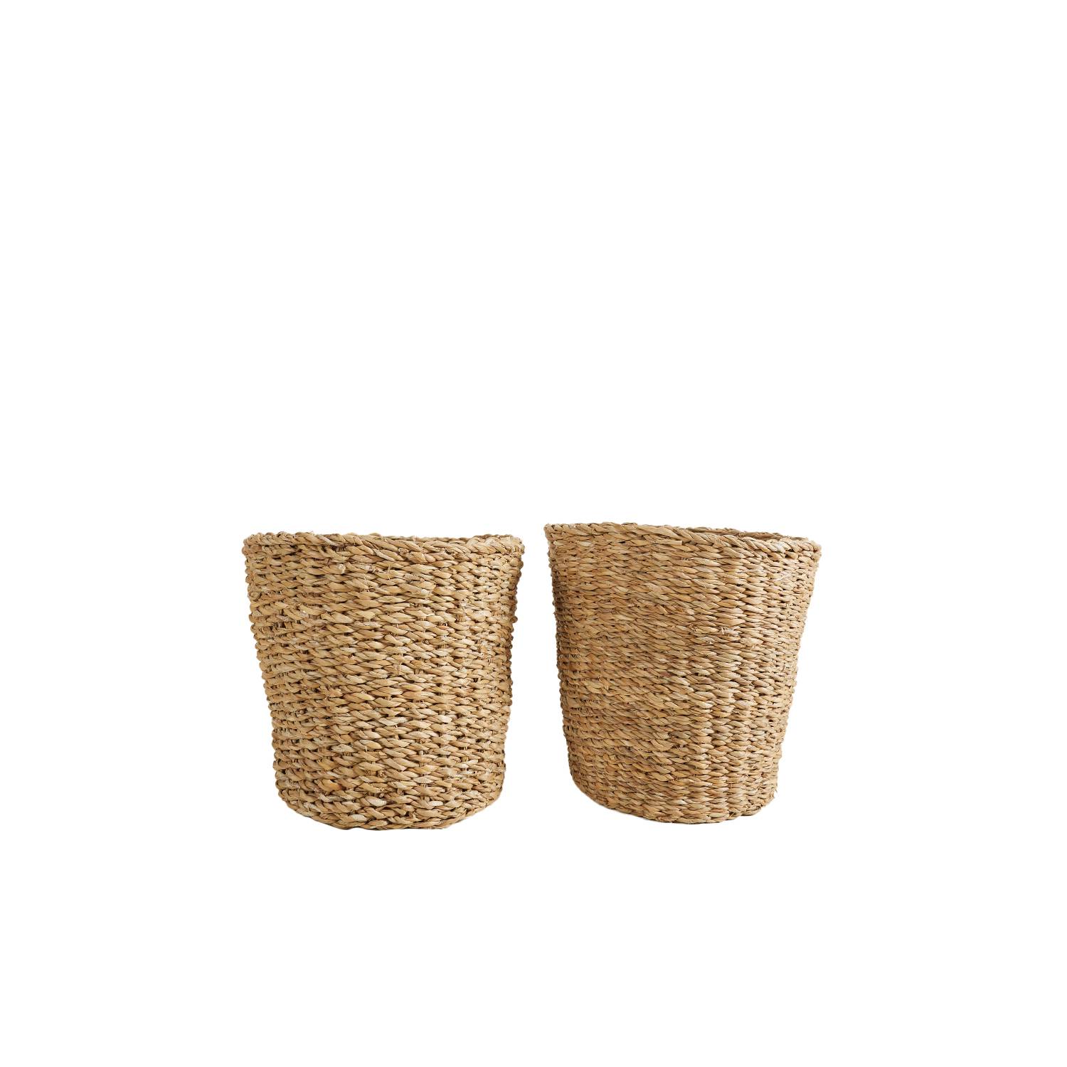 P. à Plantes Tressé Coco - Lot de 2 Pots - Beige - Jonc de Mer - Panier pour Plantes - Image 1
