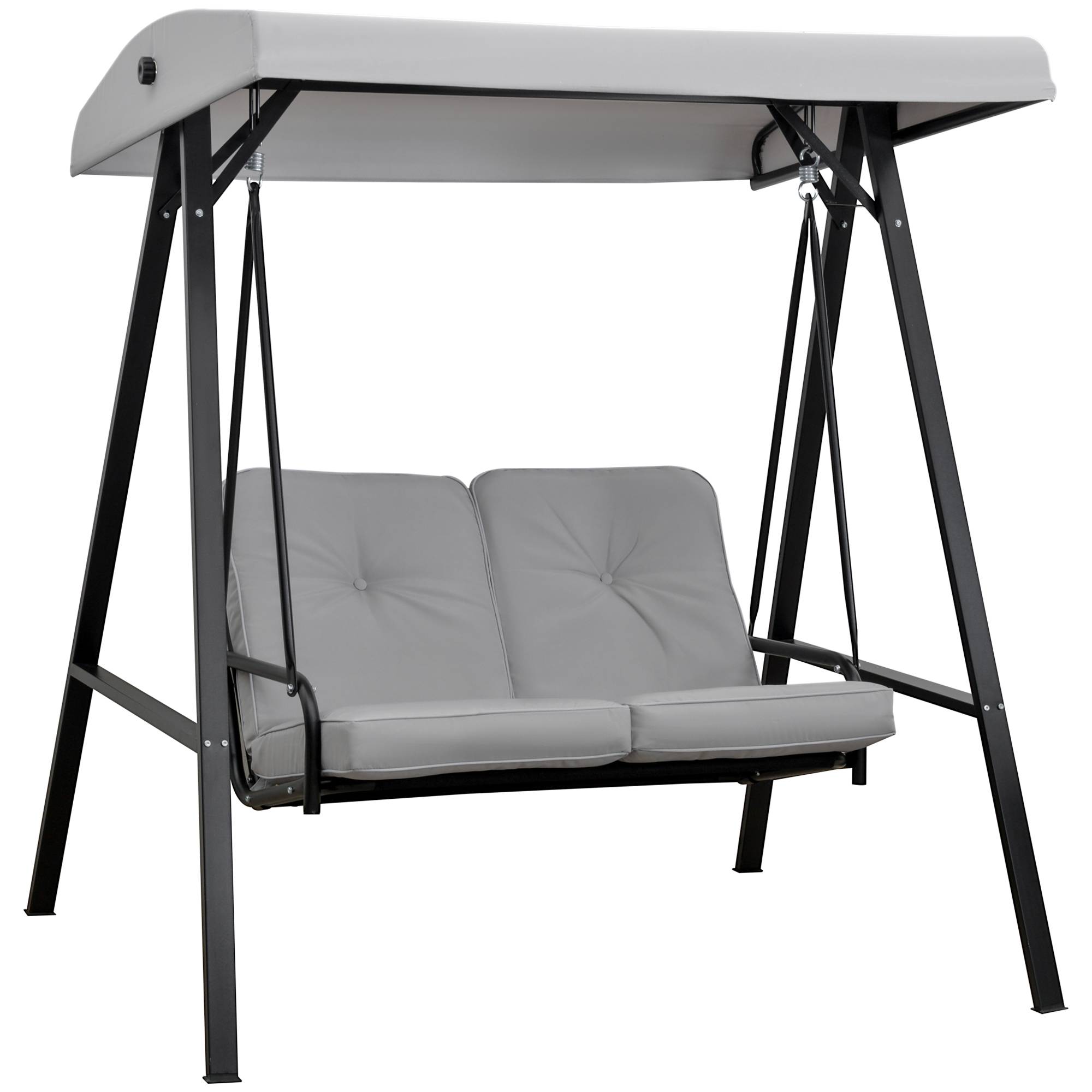 Outsunny - Balancelle de jardin 2 places grand confort coussins d'assise et dossier fournis accoudoirs pare-soleil gris - Outsunny - Image 1