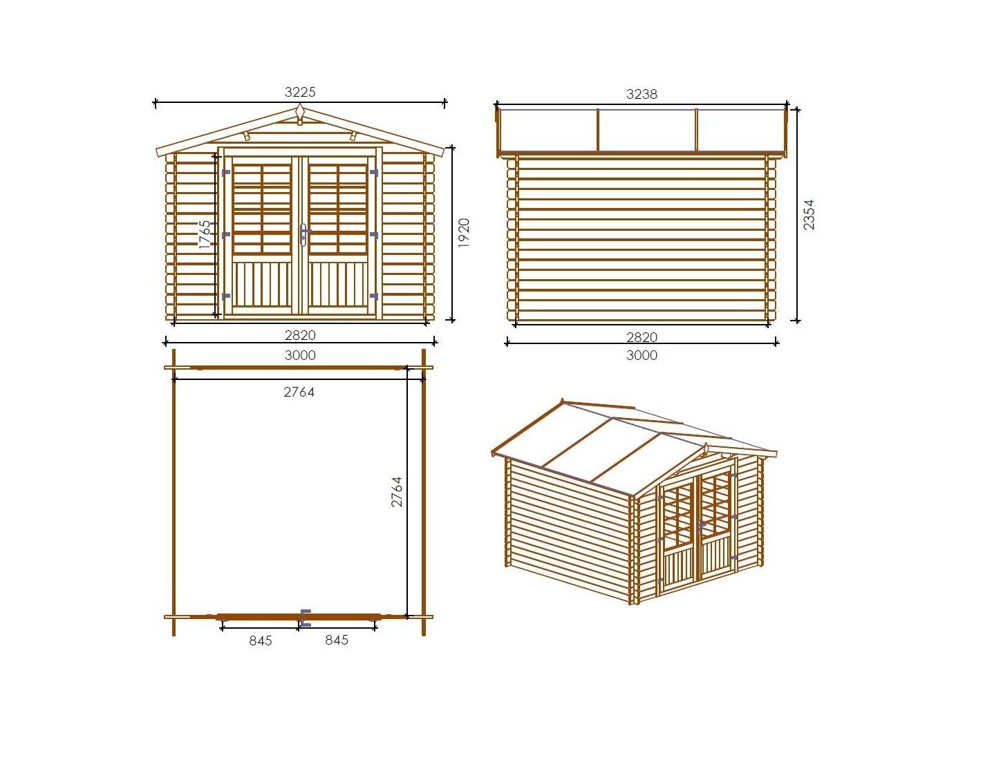 Altanka - Abri de jardin en bois - 3x3 m + terrasse avec balustrade et avant-toit en bois - 18 m2 - DOM530+DOM394+DOM395+POD04 - ALTANKA - Image 2
