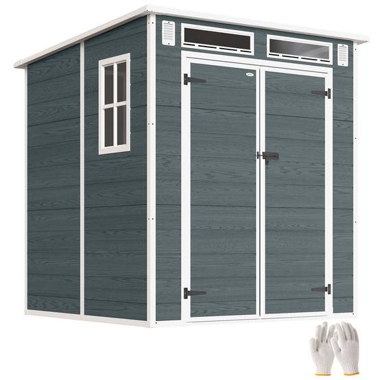 ComfortXL - Cabanon de rangement extérieur résine PP protection outils 182x182x196cm gris - ComfortXL Outdoor Living - Image 1