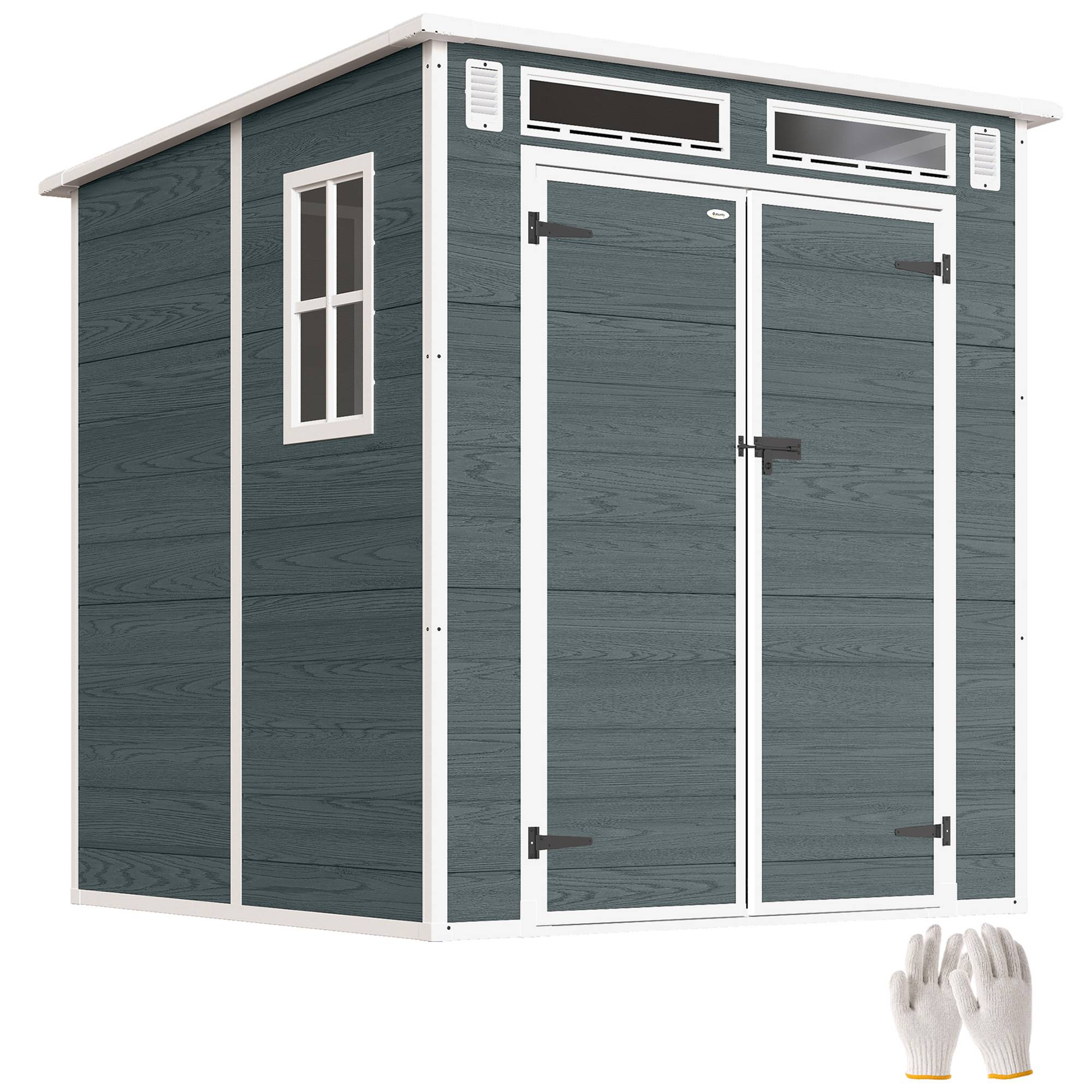 ComfortXL - Cabanon de rangement extérieur résine PP protection outils 182x182x196cm gris - ComfortXL Outdoor Living - Image 1
