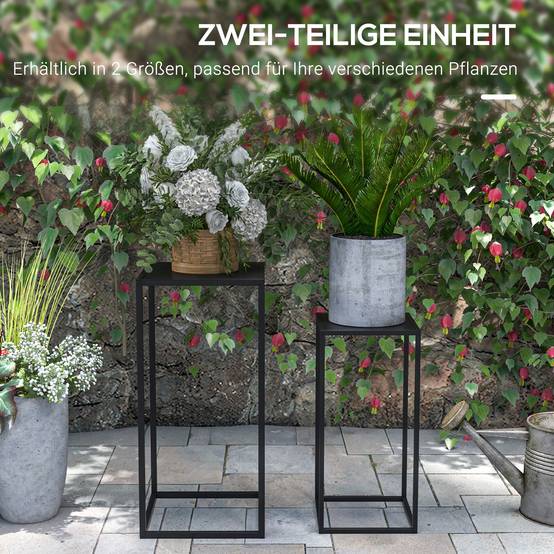 Porte-fleurs set 2, design scandinave, métal, hauteur 58,5/65 cm, noir - Image 6