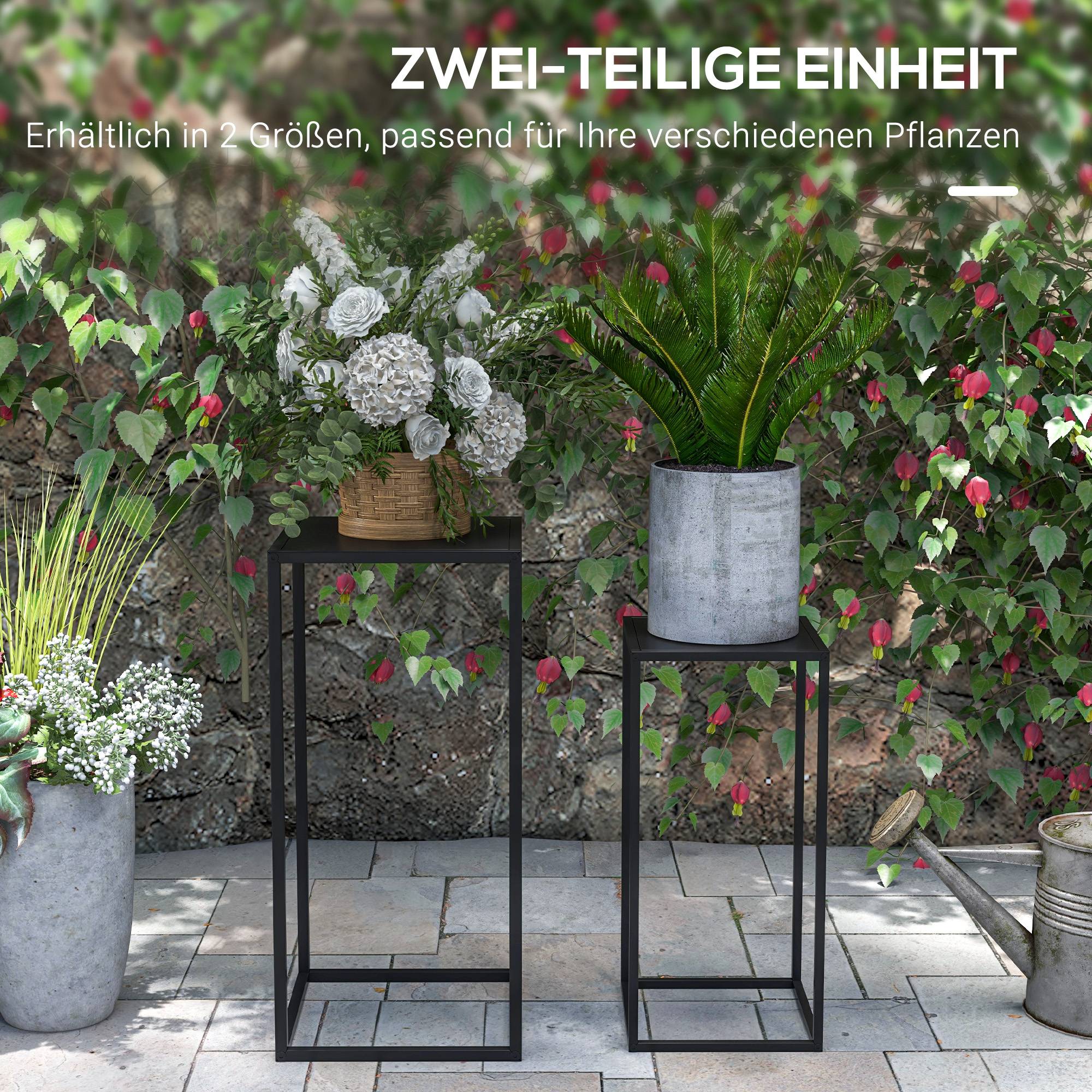 Porte-fleurs set 2, design scandinave, métal, hauteur 58,5/65 cm, noir - Image 6