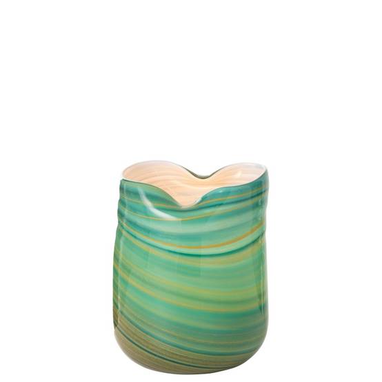Vase style vague en verre azur 20x19x20 cm - J-Line - Image 3