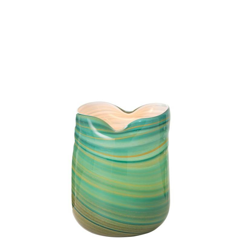 Vase style vague en verre azur 20x19x20 cm - J-Line - Image 3