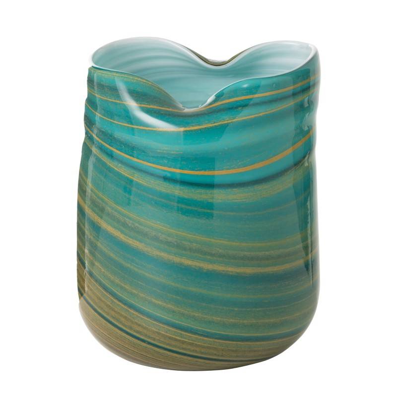 Vase style vague en verre azur 20x19x20 cm - J-Line - Image 1