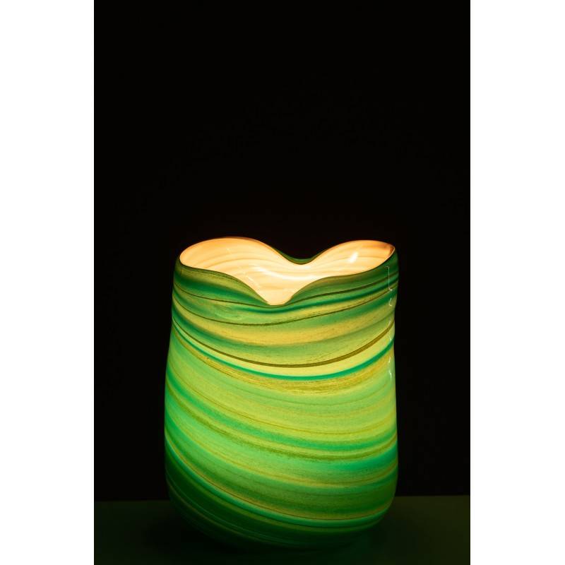 Vase style vague en verre azur 20x19x20 cm - J-Line - Image 4