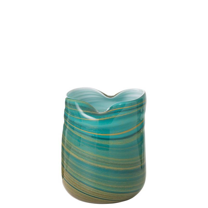 Vase style vague en verre azur 20x19x20 cm - J-Line - Image 2