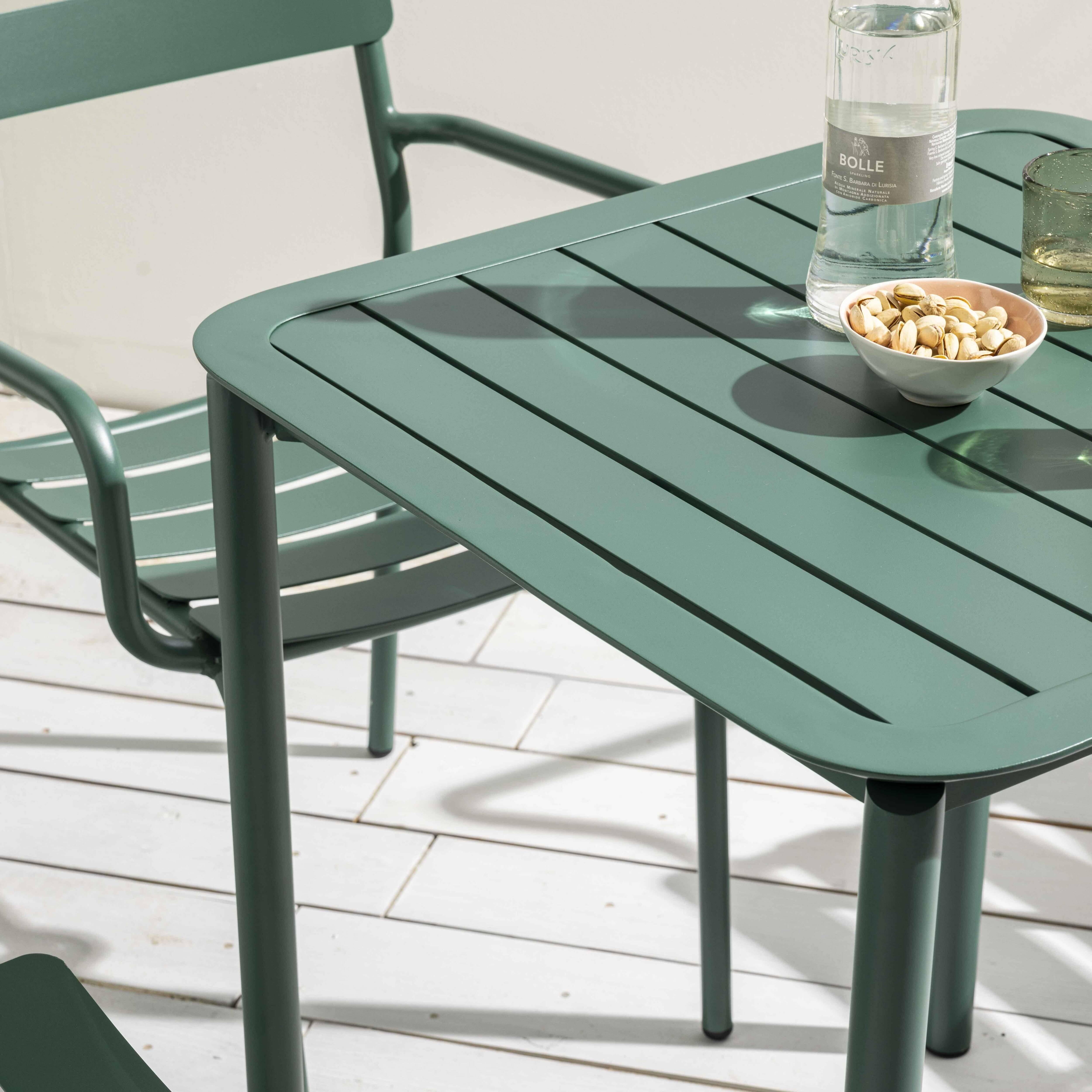 Oviala - Ensemble table de terrasse 70cm et 4 fauteuils vert foncé Almada - Oviala - Image 3