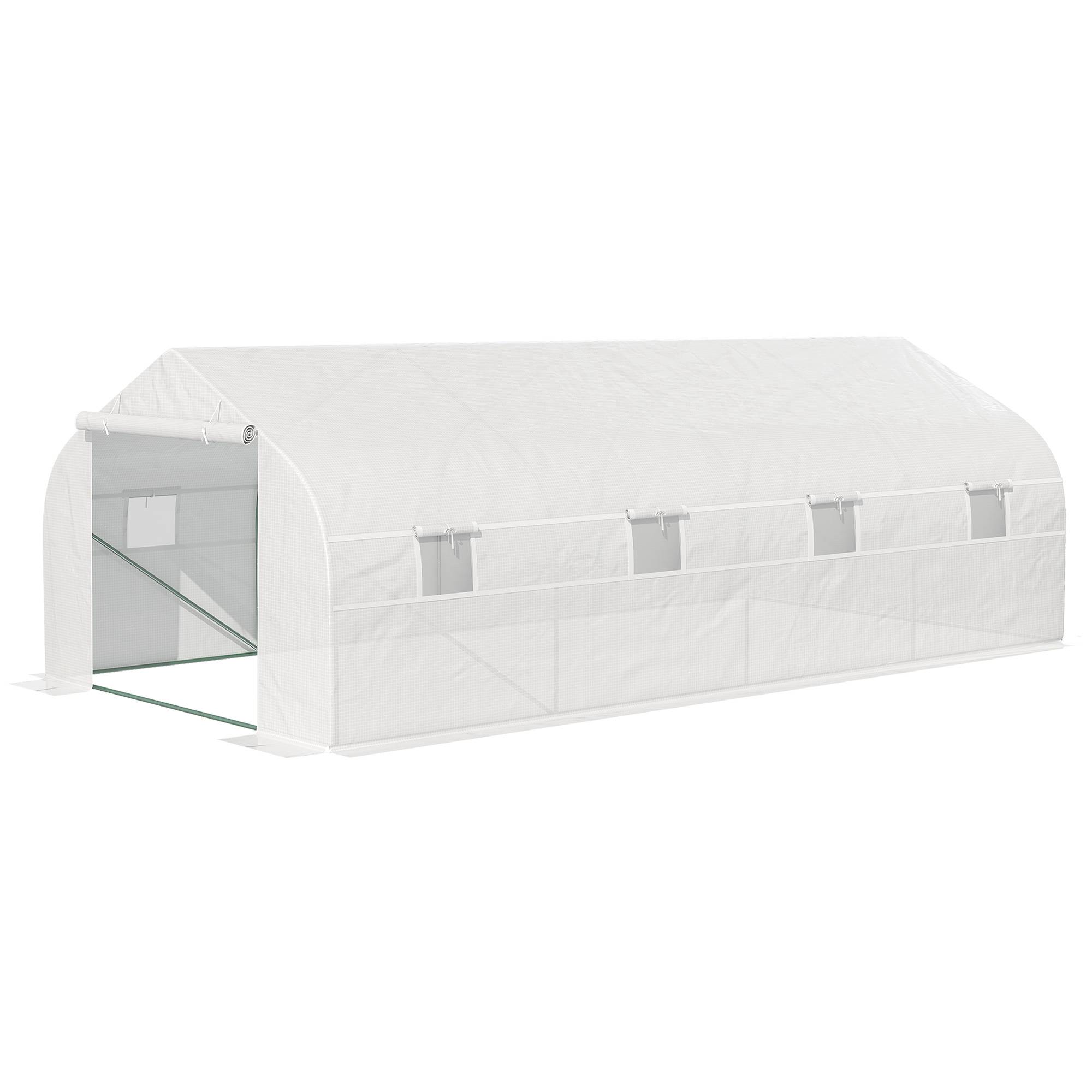 Sans Marque - Serre 6x3x2 m potager 8 fenêtres porte sectionnelle acier polypropylène verte - Image 2