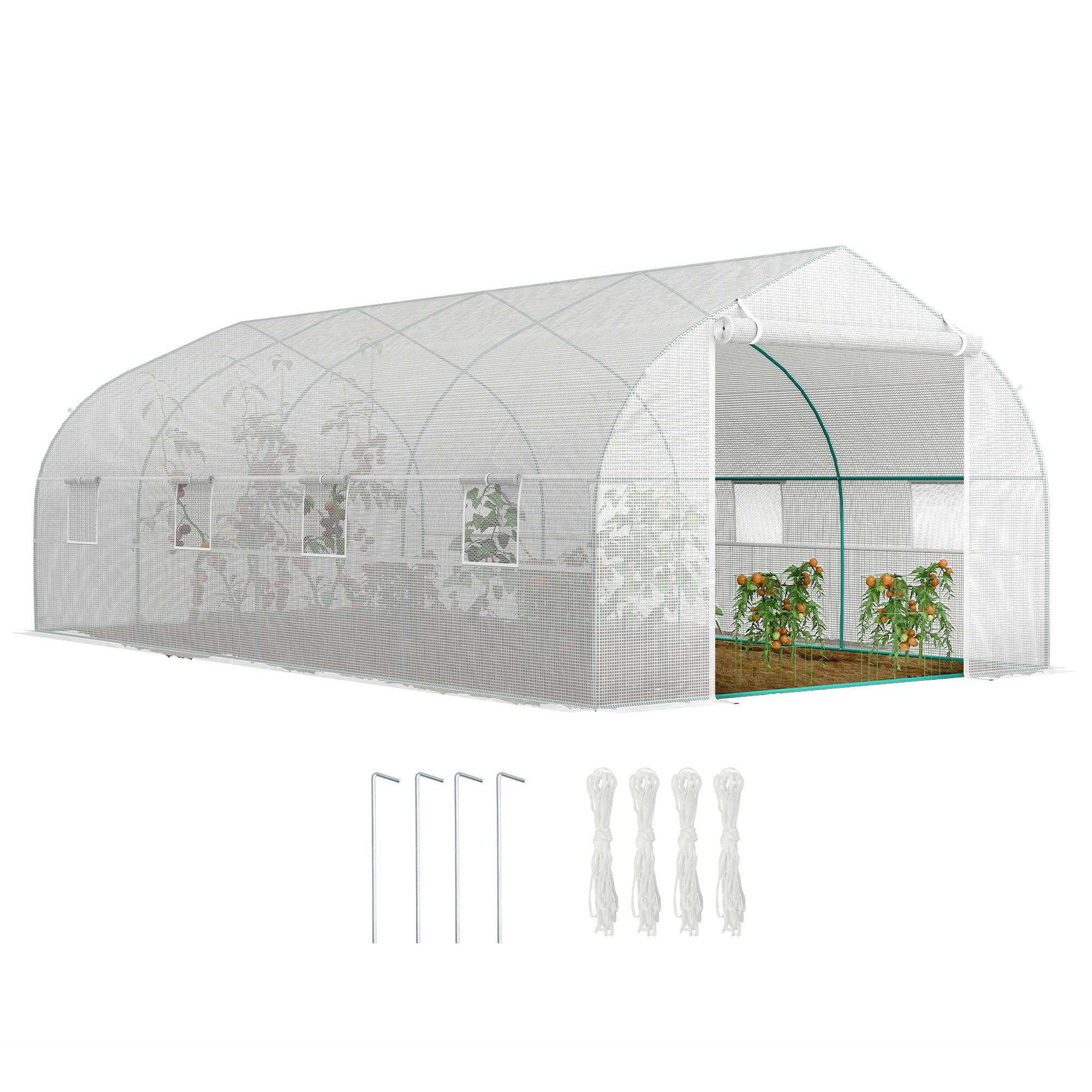 Sans Marque - Serre 6x3x2 m potager 8 fenêtres porte sectionnelle acier polypropylène verte - Image 1