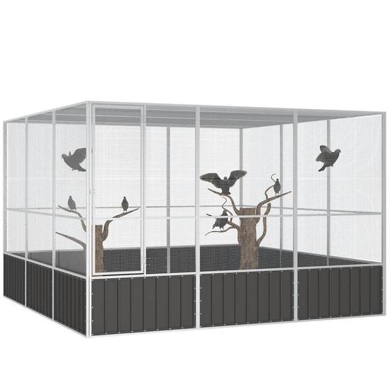 Abri Oiseaux XXL Acier Galvanisé Durable Élevage Anthracite 302x324cm - ComfortXL Outdoor Living - Image 2