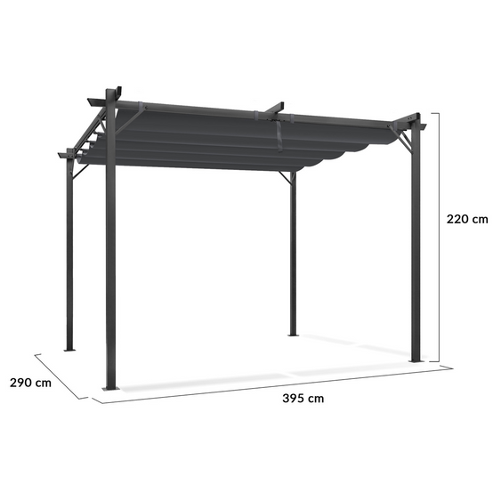 Pergola toit rétractable 4 pieds 3x4 M tonnelle gris anthracite - Image 5
