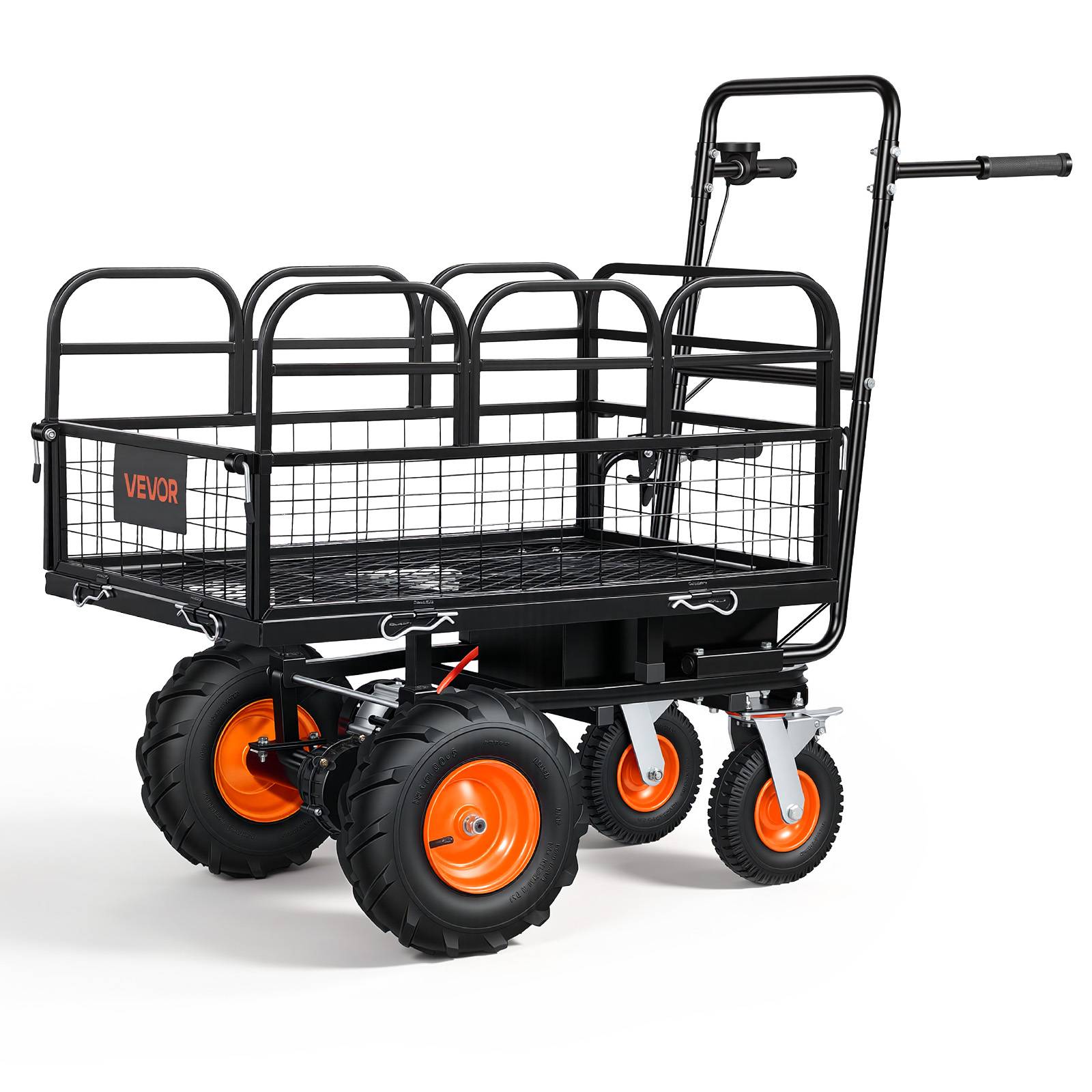 VEVOR Chariot Jardin Electrique 500W 300kg, Motorise Batterie 36V, Chassis Acier, 4 Roues Tout-terrain, Frein - Image 1