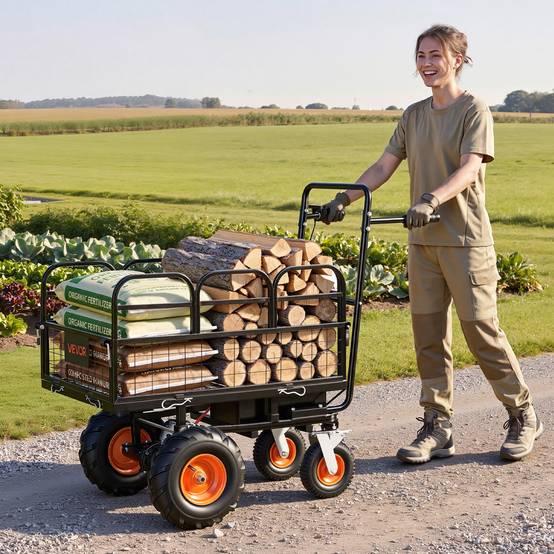 VEVOR Chariot Jardin Electrique 500W 300kg, Motorise Batterie 36V, Chassis Acier, 4 Roues Tout-terrain, Frein - Image 8