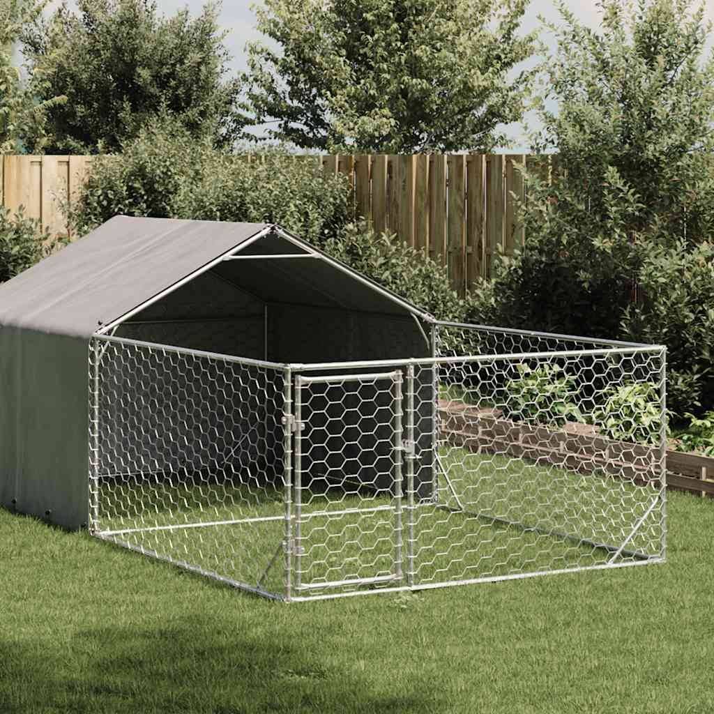 Chenil extérieur pour chien en acier galvanisé avec abri 7x2x1,5 m – ComfortXL Pet Living - Image 1