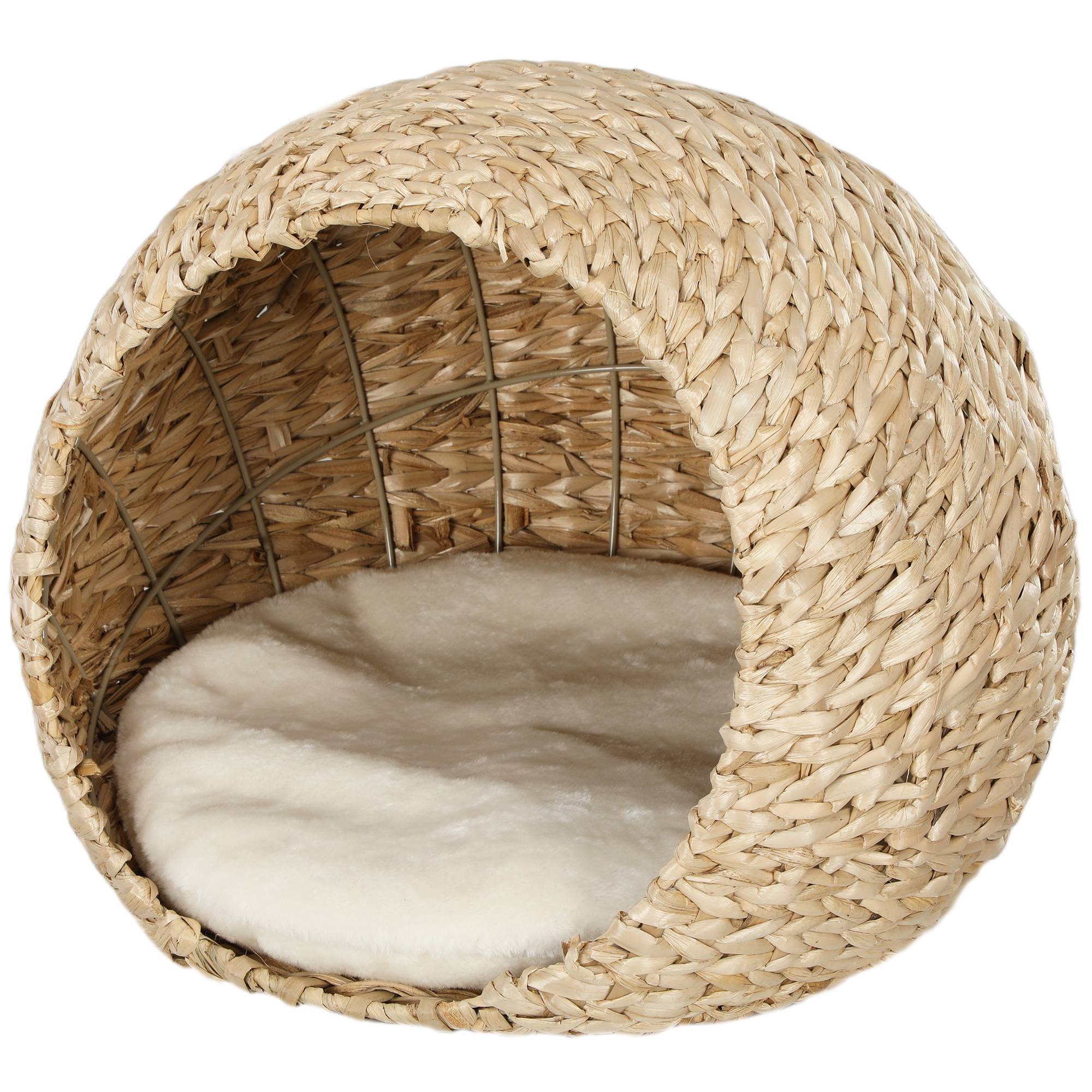 Panier pour chat tressé quenouille intérieur repos spacieux 45x41x37cm marron - ComfortXL Outdoor Living - Image 2