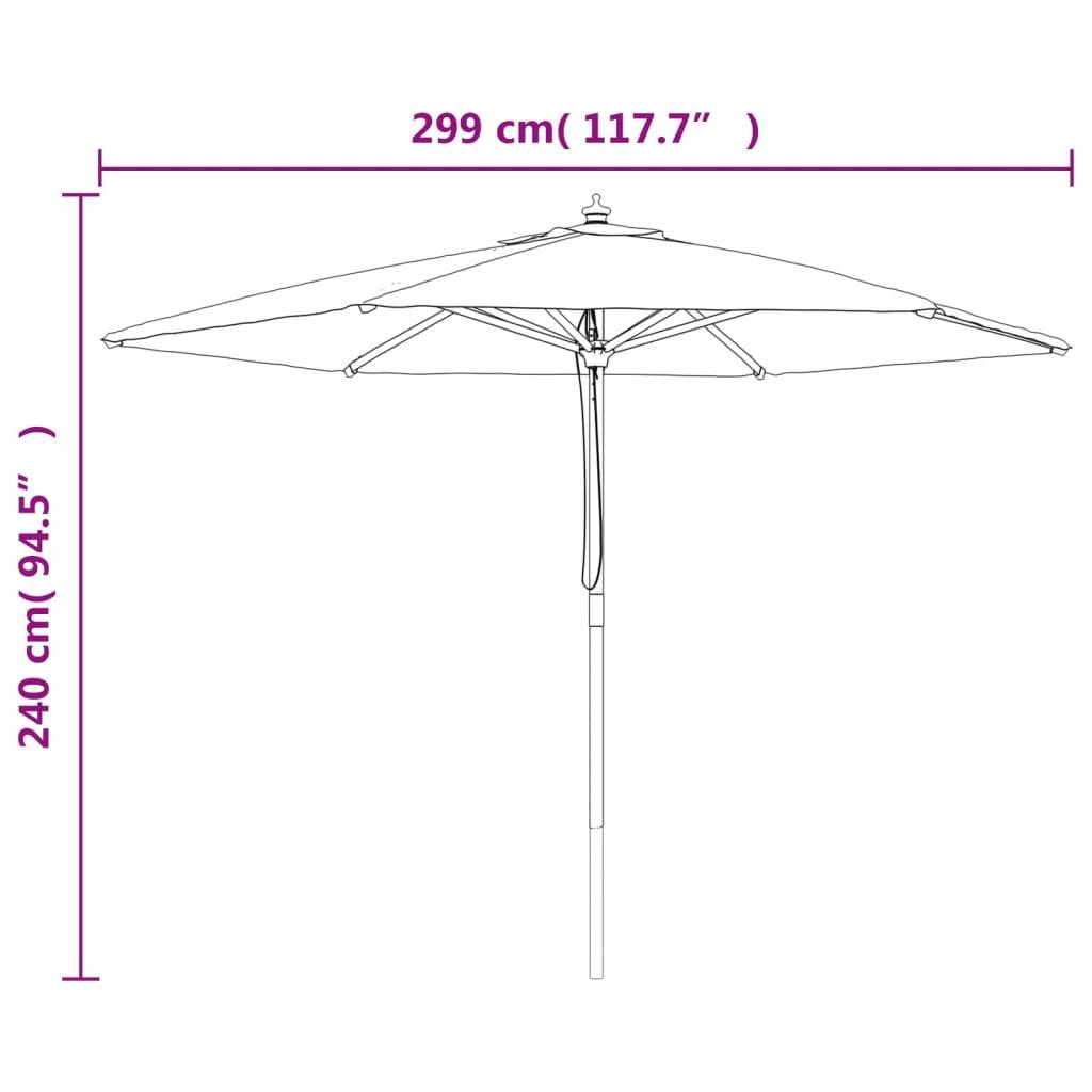 Helloshop26 - Parasol mobilier de jardin avec mât en bois 299 x 240 cm taupe - Image 5
