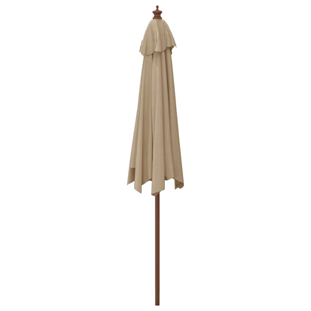 Helloshop26 - Parasol mobilier de jardin avec mât en bois 299 x 240 cm taupe - Image 3