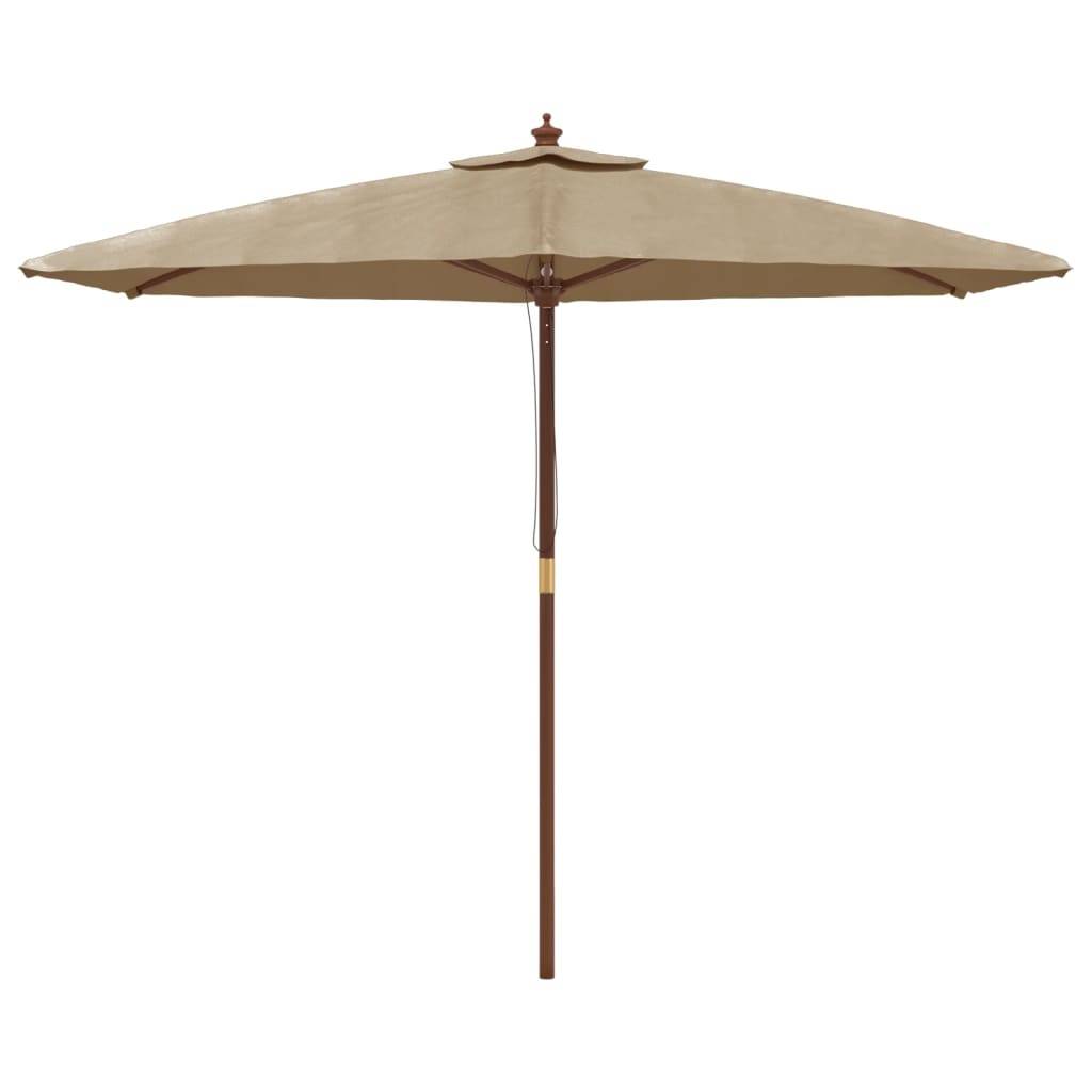 Helloshop26 - Parasol mobilier de jardin avec mât en bois 299 x 240 cm taupe - Image 1