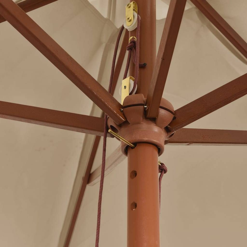 Helloshop26 - Parasol mobilier de jardin avec mât en bois 299 x 240 cm taupe - Image 4
