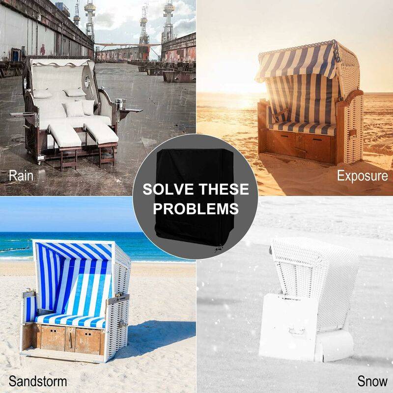 IntiMeg - Housse de protection pour fauteuil-cabine de plage, protection pour plage résistante aux UV, protection pour fauteuil-cabine de jardin 130x100x170cm - Image 4