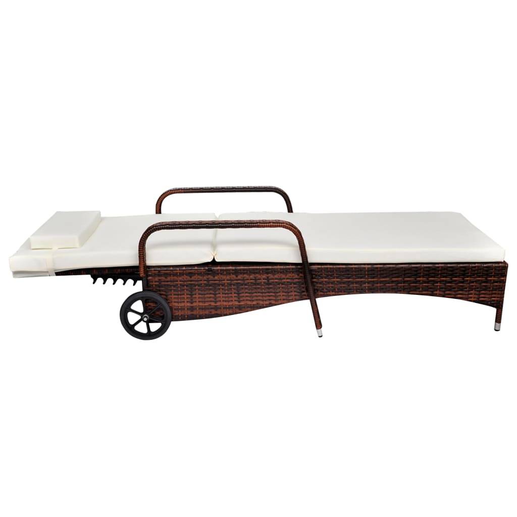 Vidaxl - Chaise longue avec roues Résine tressée Marron vidaXL 42483 - Image 2