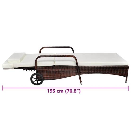Vidaxl - Chaise longue avec roues Résine tressée Marron vidaXL 42483 - Image 4