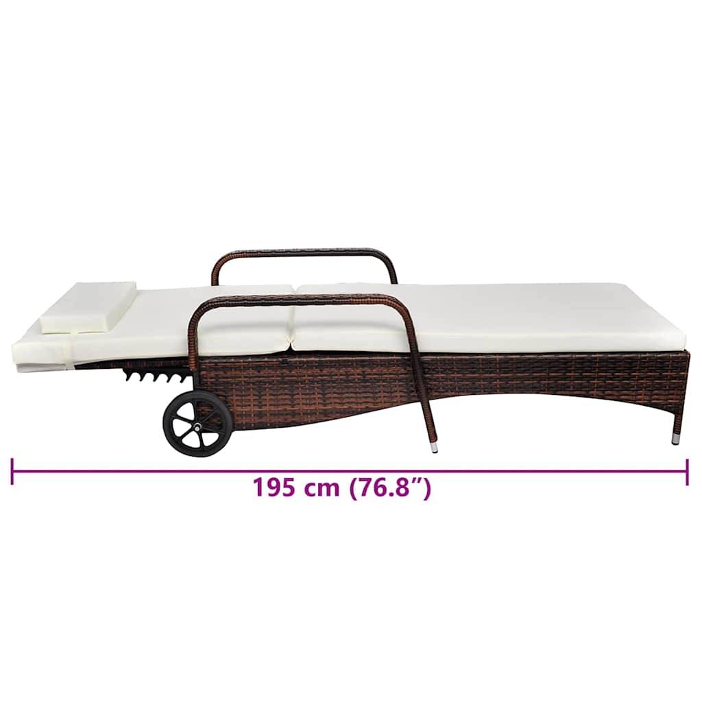 Vidaxl - Chaise longue avec roues Résine tressée Marron vidaXL 42483 - Image 4
