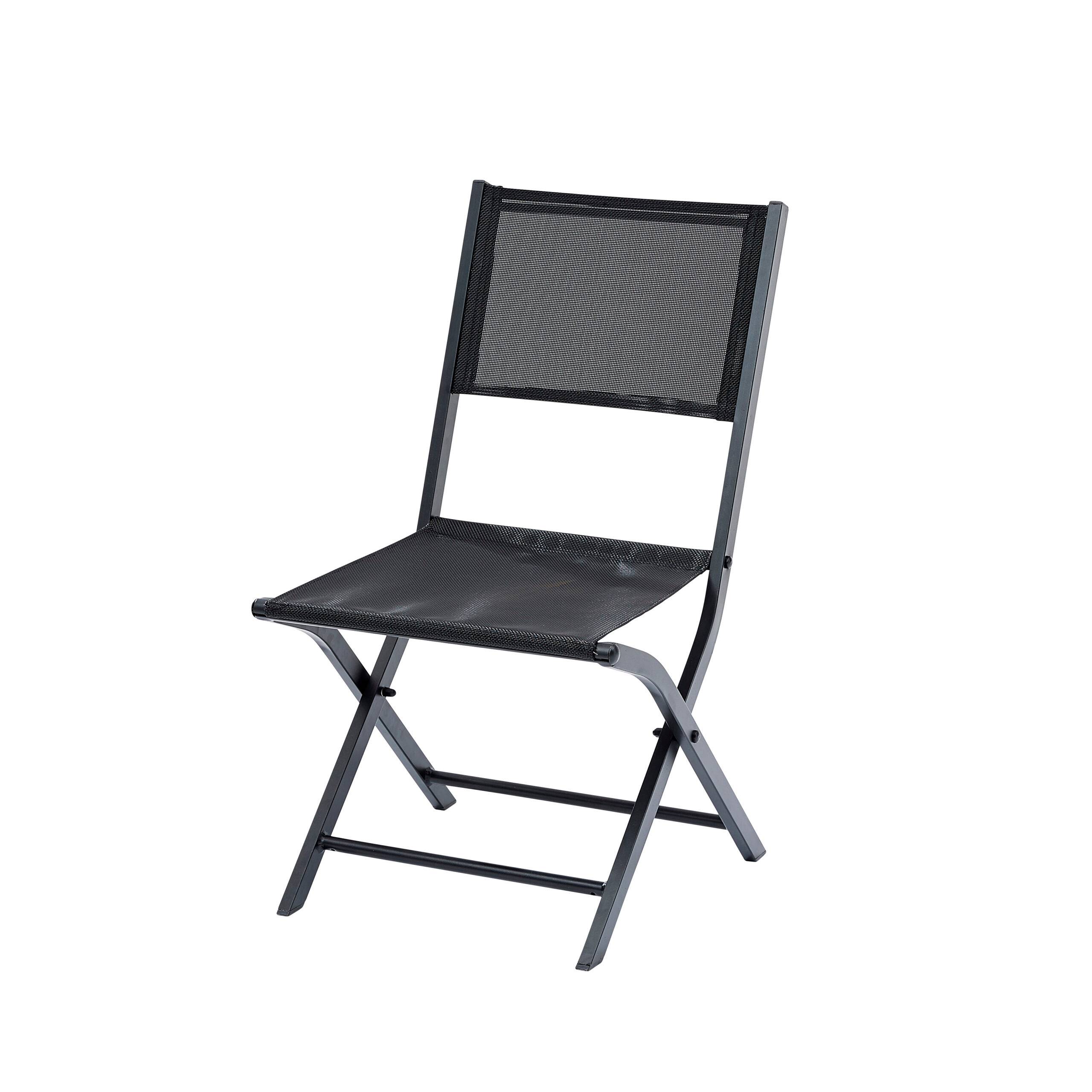 Wilsa Garden - Ensemble MODULO 8/12p en aluminium noir et verre noir et 8 fauteuils en aluminium et 4 chaises pliantes en aluminium et textilène - Image 4