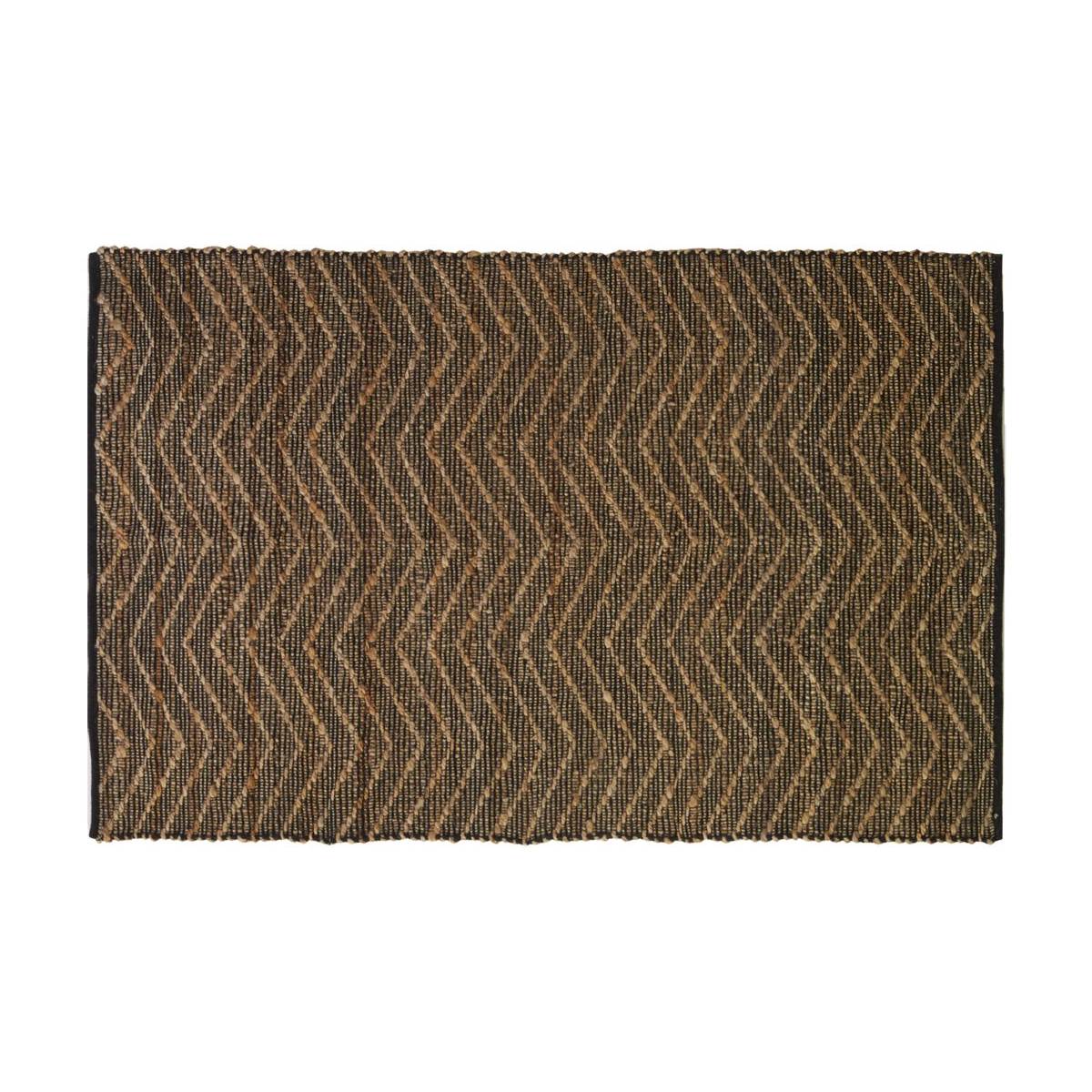 Aubry Gaspard - Tapis en jute et coton naturels Zig-zag Naturel et marron - 160 x 230 cm - Image 1