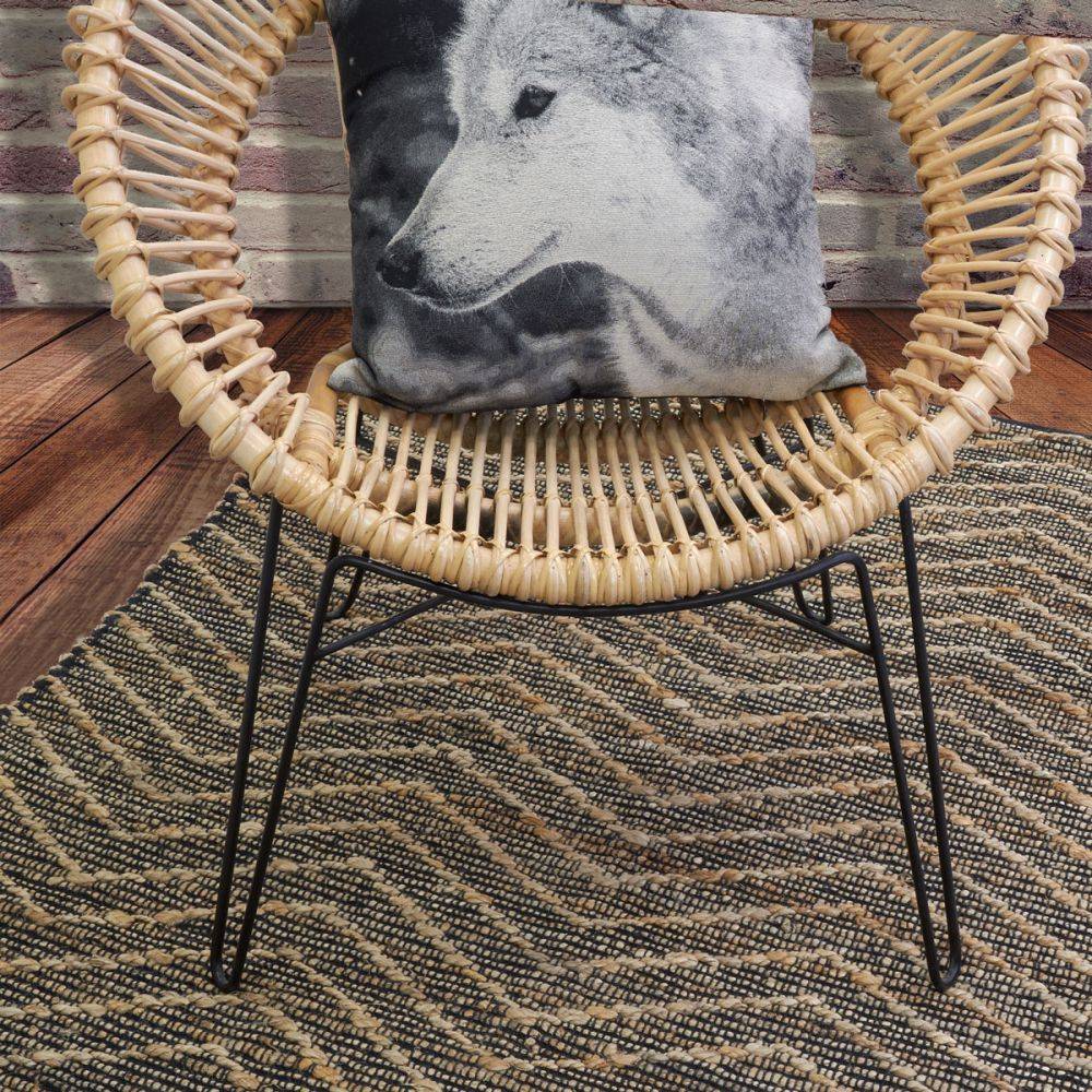 Aubry Gaspard - Tapis en jute et coton naturels Zig-zag Naturel et marron - 160 x 230 cm - Image 2