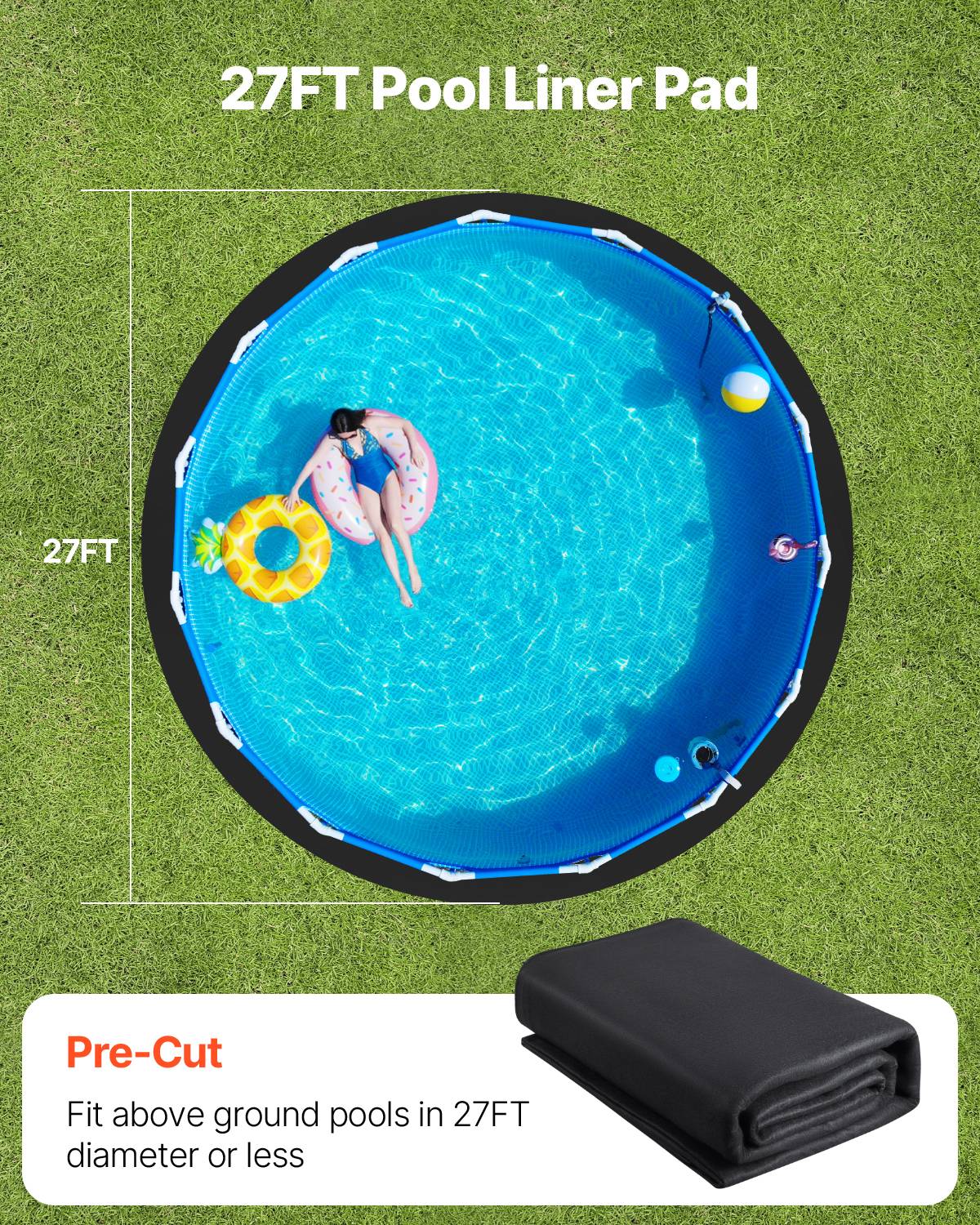 VEVOR Tapis de sol piscine 835 cm, sous-couche géotextile 180 g/m² pour piscines hors-sol rondes. - Image 5