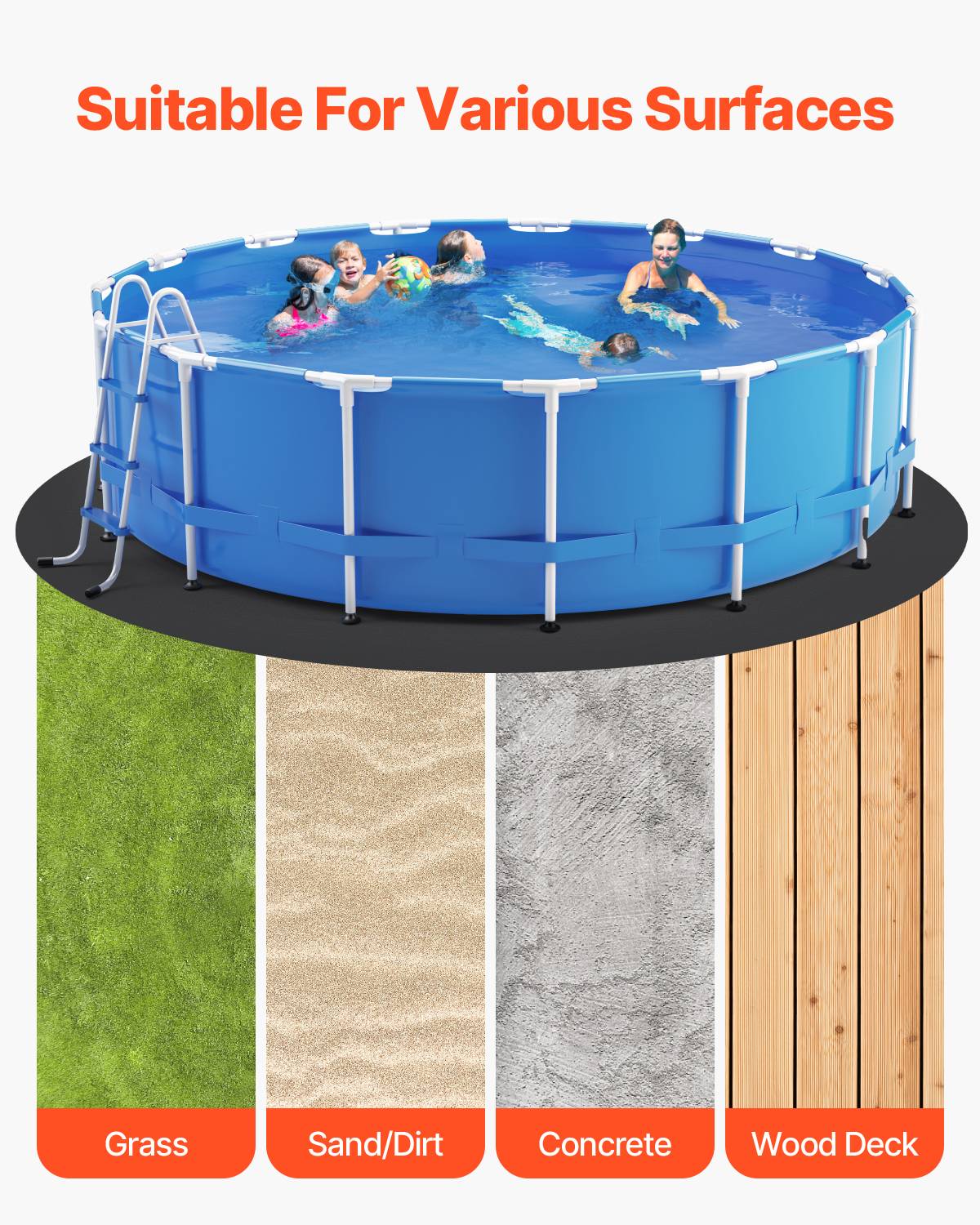 VEVOR Tapis de sol piscine 835 cm, sous-couche géotextile 180 g/m² pour piscines hors-sol rondes. - Image 6