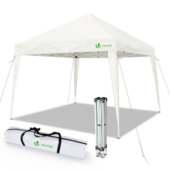 VOUNOT® Tonnelle de jardin 3x3m pliable avec sac de transport blanc - Image 1