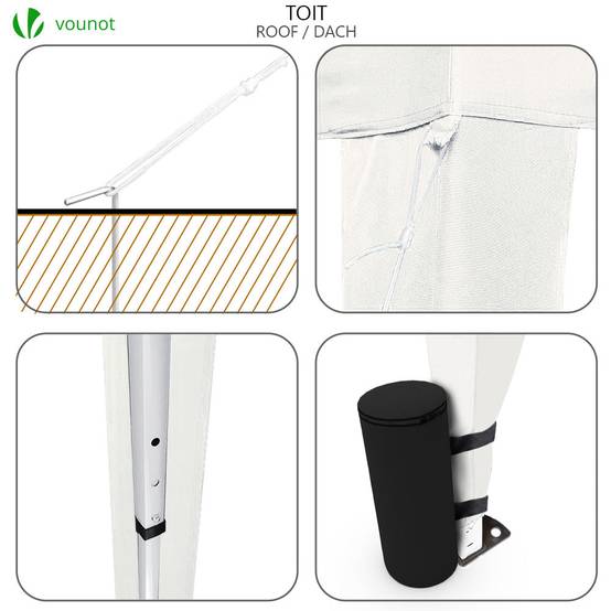 VOUNOT® Tonnelle de jardin 3x3m pliable avec sac de transport blanc - Image 6