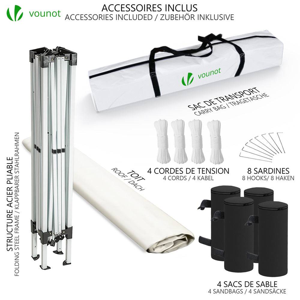 VOUNOT® Tonnelle de jardin 3x3m pliable avec sac de transport blanc - Image 4