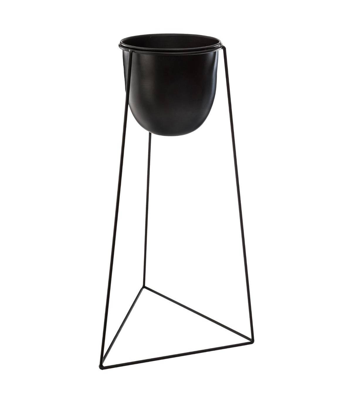 Lot de 2 Pots de fleurs noirs avec supports en métal - Image 2