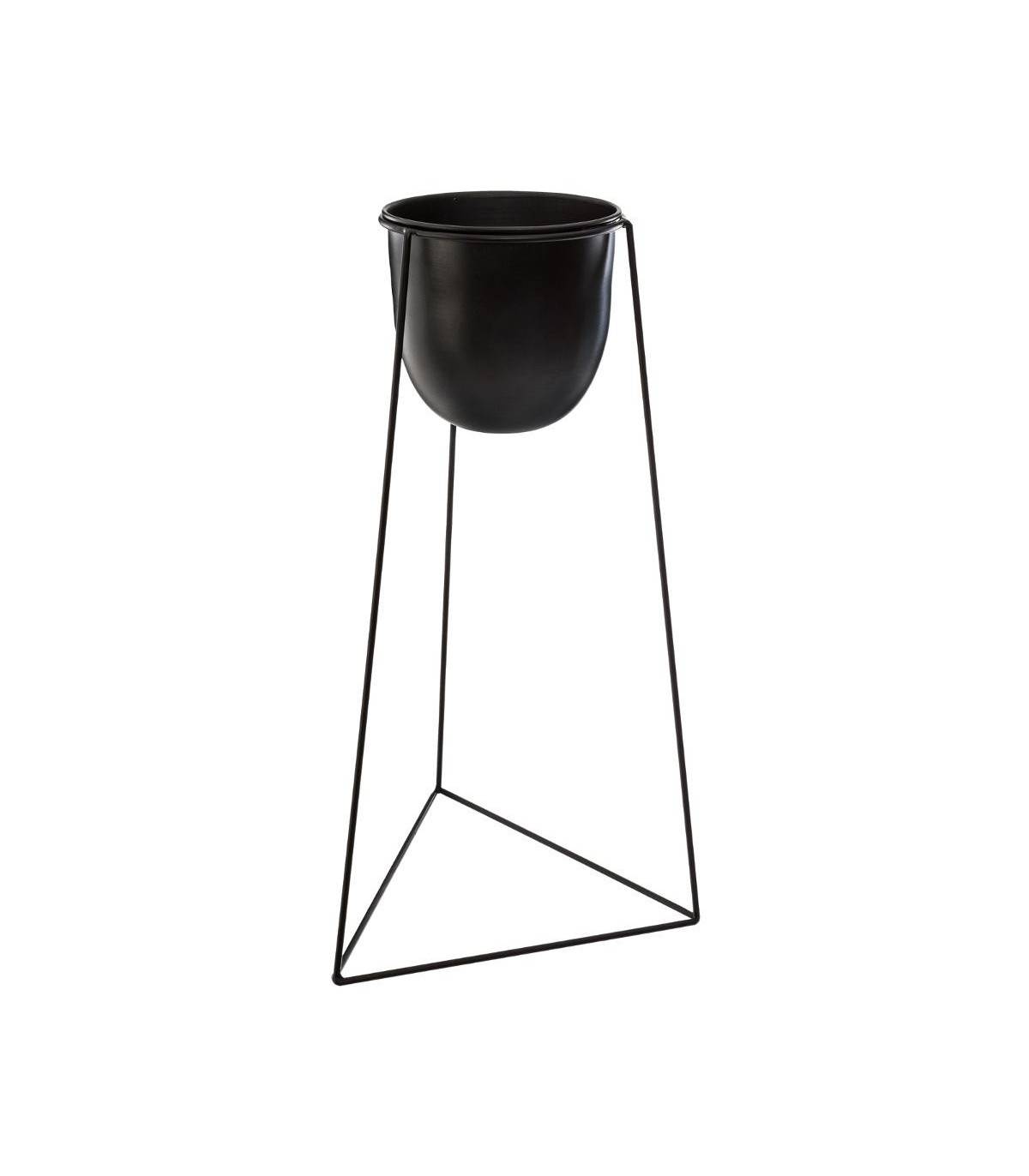 Lot de 2 Pots de fleurs noirs avec supports en métal - Image 3