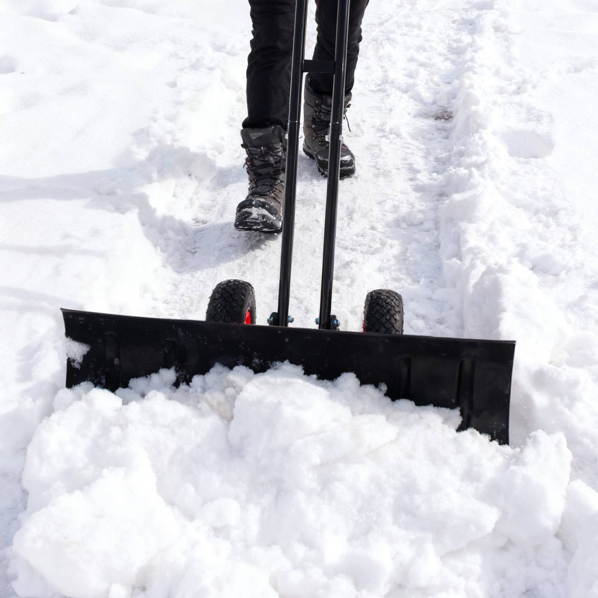 Pelle à neige poussoir à roulettes 74 cm en acier robuste réglable pour allée et jardin – ComfortXL Outdoor Living - Image 10