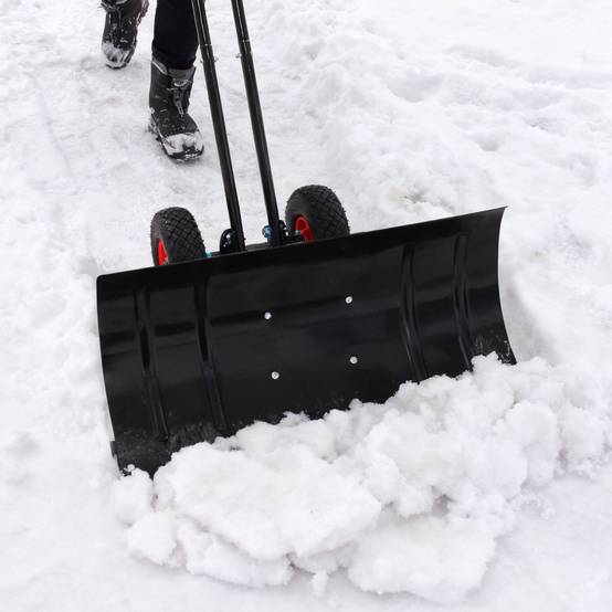 Pelle à neige poussoir à roulettes 74 cm en acier robuste réglable pour allée et jardin – ComfortXL Outdoor Living - Image 9