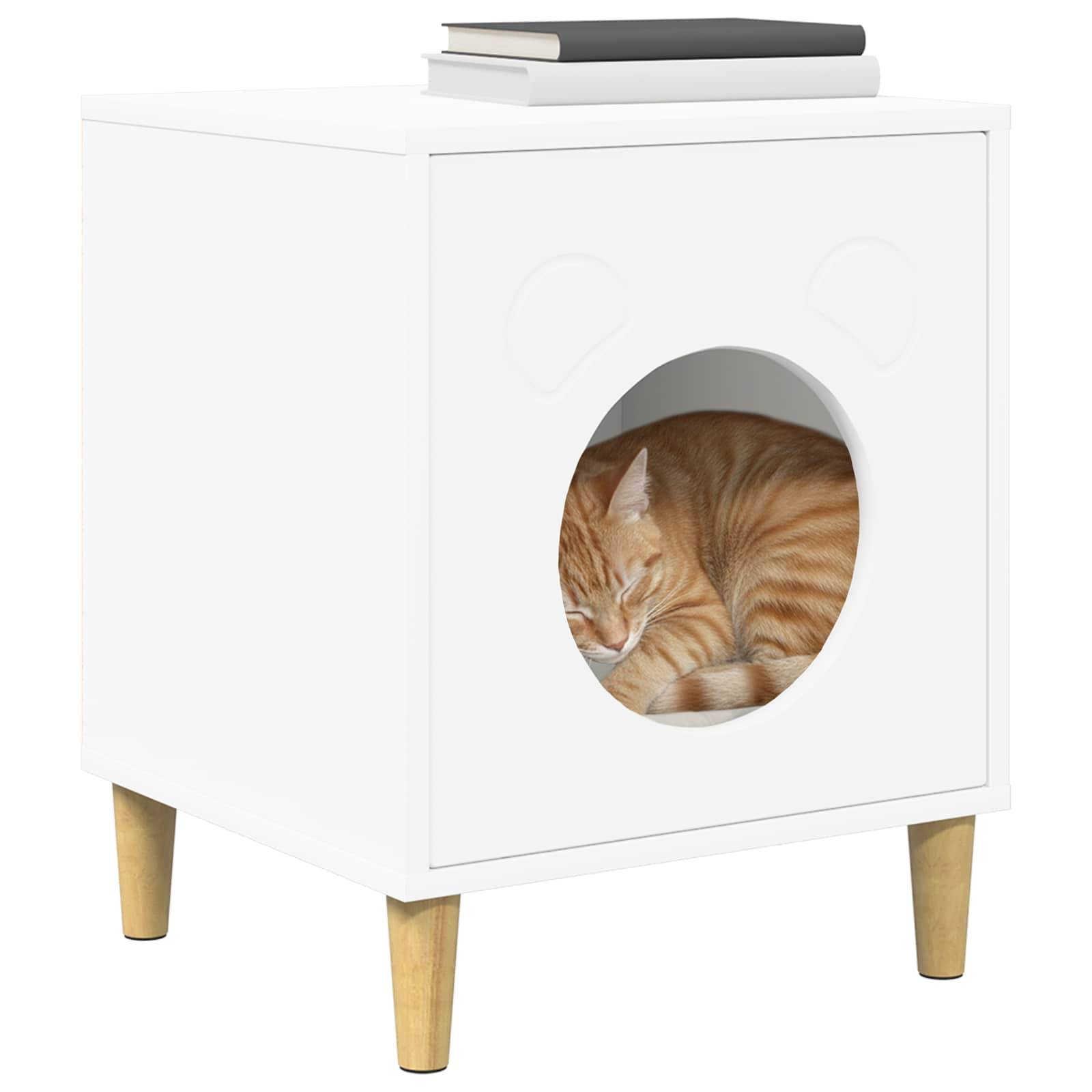 Maison pour chat bois d'ingénierie blanc 42.5 x 40 x 53 cm - PANGIVO - Image 3