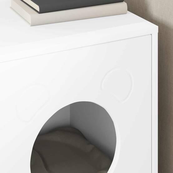 Maison pour chat bois d'ingénierie blanc 42.5 x 40 x 53 cm - PANGIVO - Image 4