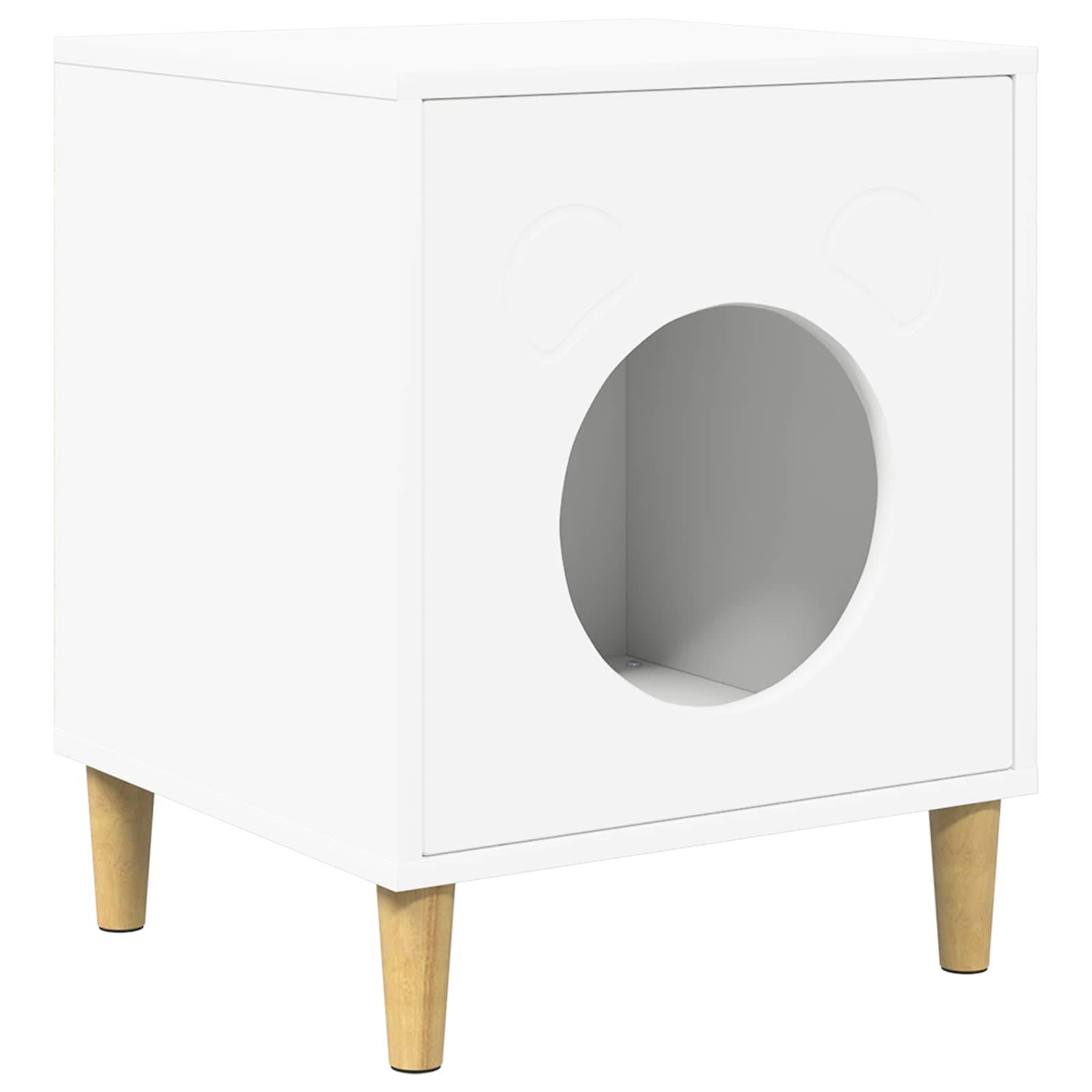 Maison pour chat bois d'ingénierie blanc 42.5 x 40 x 53 cm - PANGIVO - Image 2