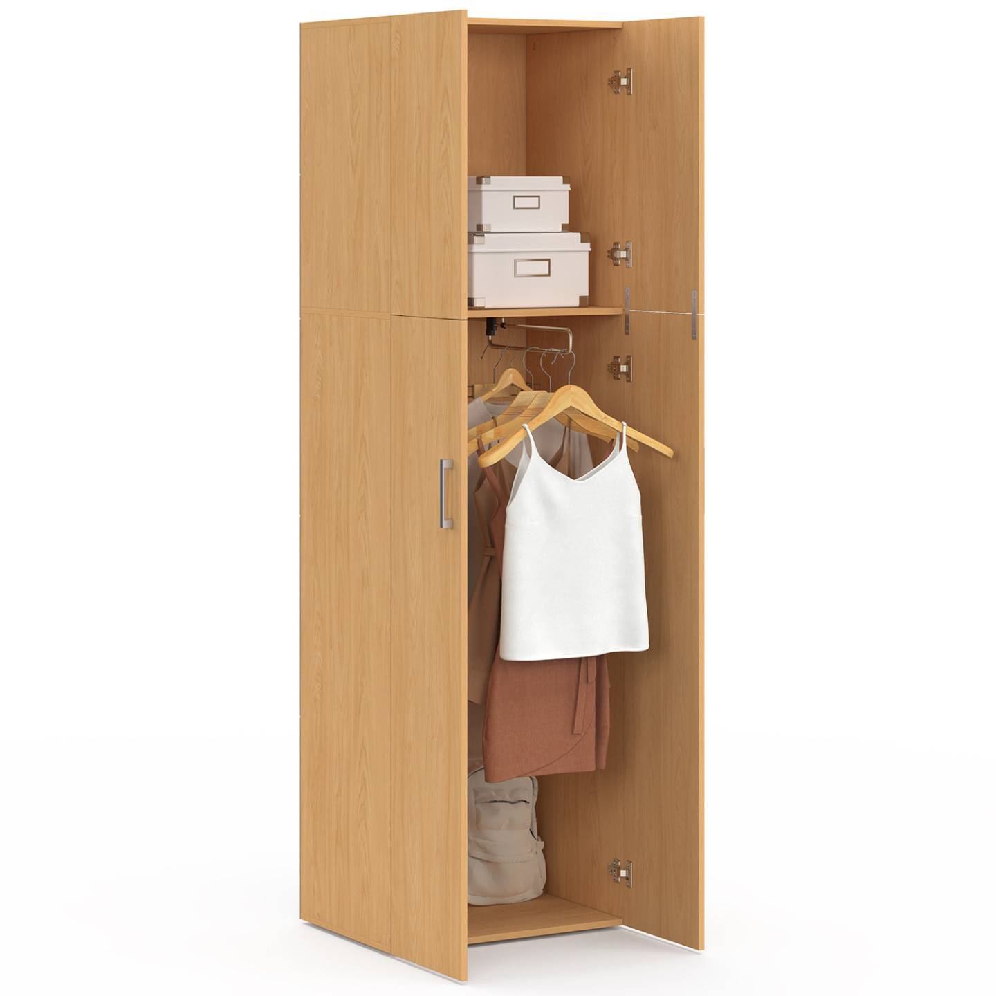 IDMARKET - Armoire 2 portes JULIANA bois penderie 50 cm avec étagère - Image 3